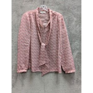 Vintage Pussybow Blouse Women Medium Pink Floral Secretary Cottagecore
Tie Neck